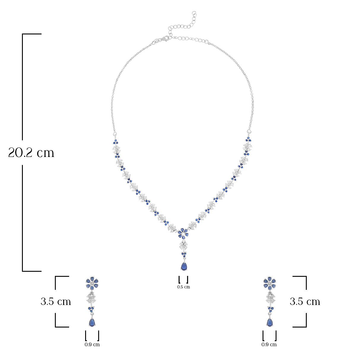 Graceful Blue Floral Necklace Set