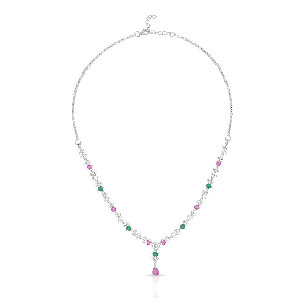 Elegant Multicolor Stone Dangling Necklace Set