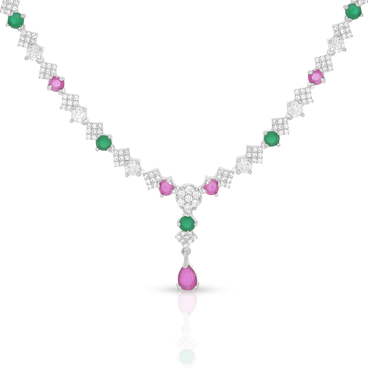 Elegant Multicolor Stone Dangling Necklace Set
