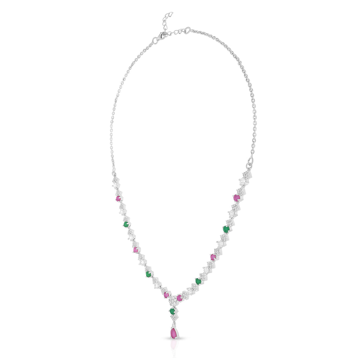 Elegant Multicolor Stone Dangling Necklace Set