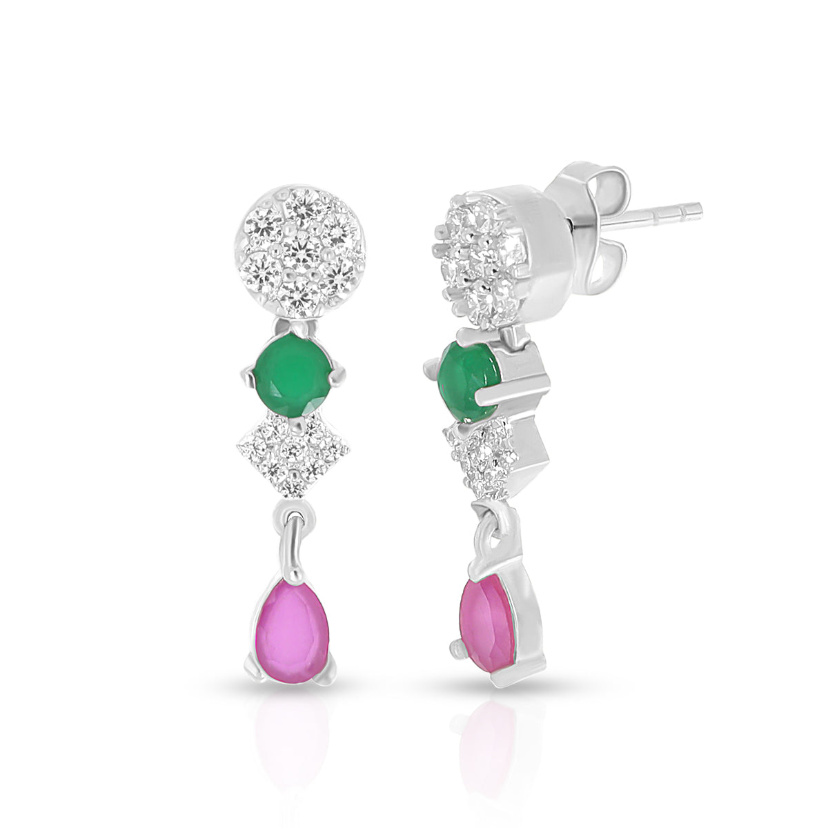 Elegant Multicolor Stone Dangling Necklace Set