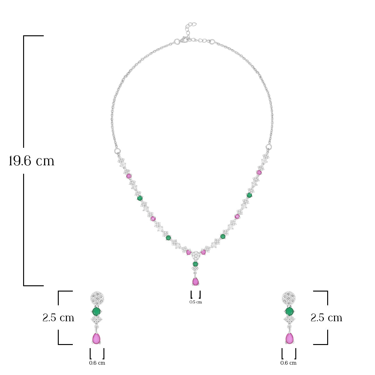 Elegant Multicolor Stone Dangling Necklace Set
