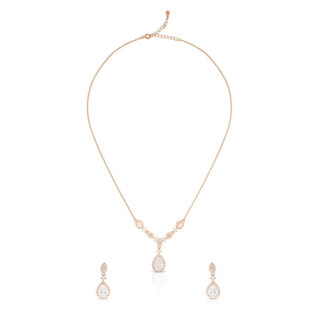 Leaf Link Drop Necklace Set