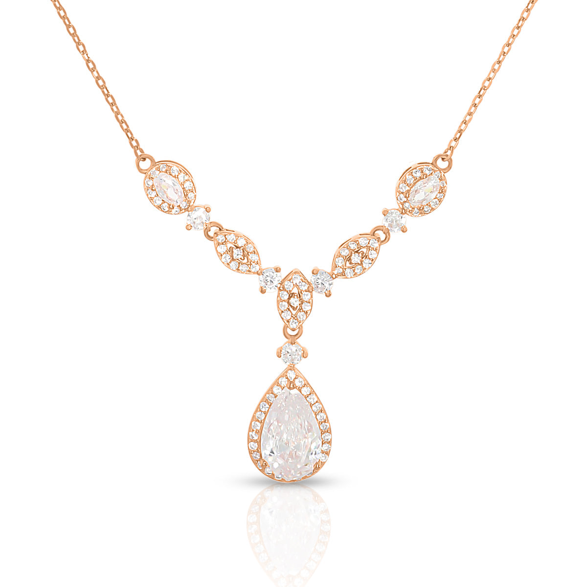 Leaf Link Drop Necklace Set