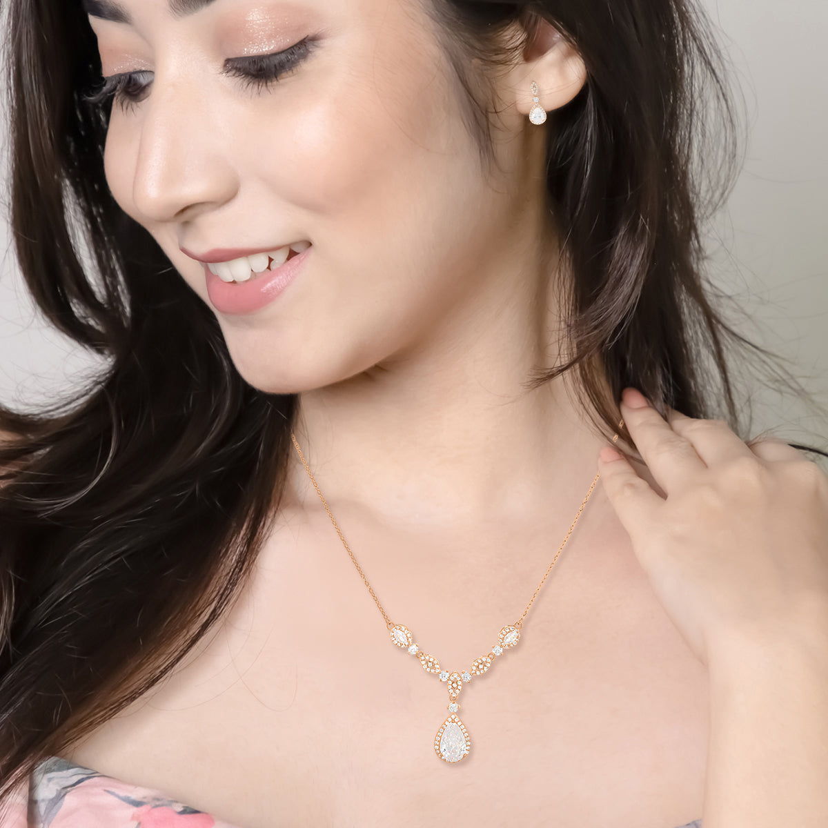 Leaf Link Drop Necklace Set