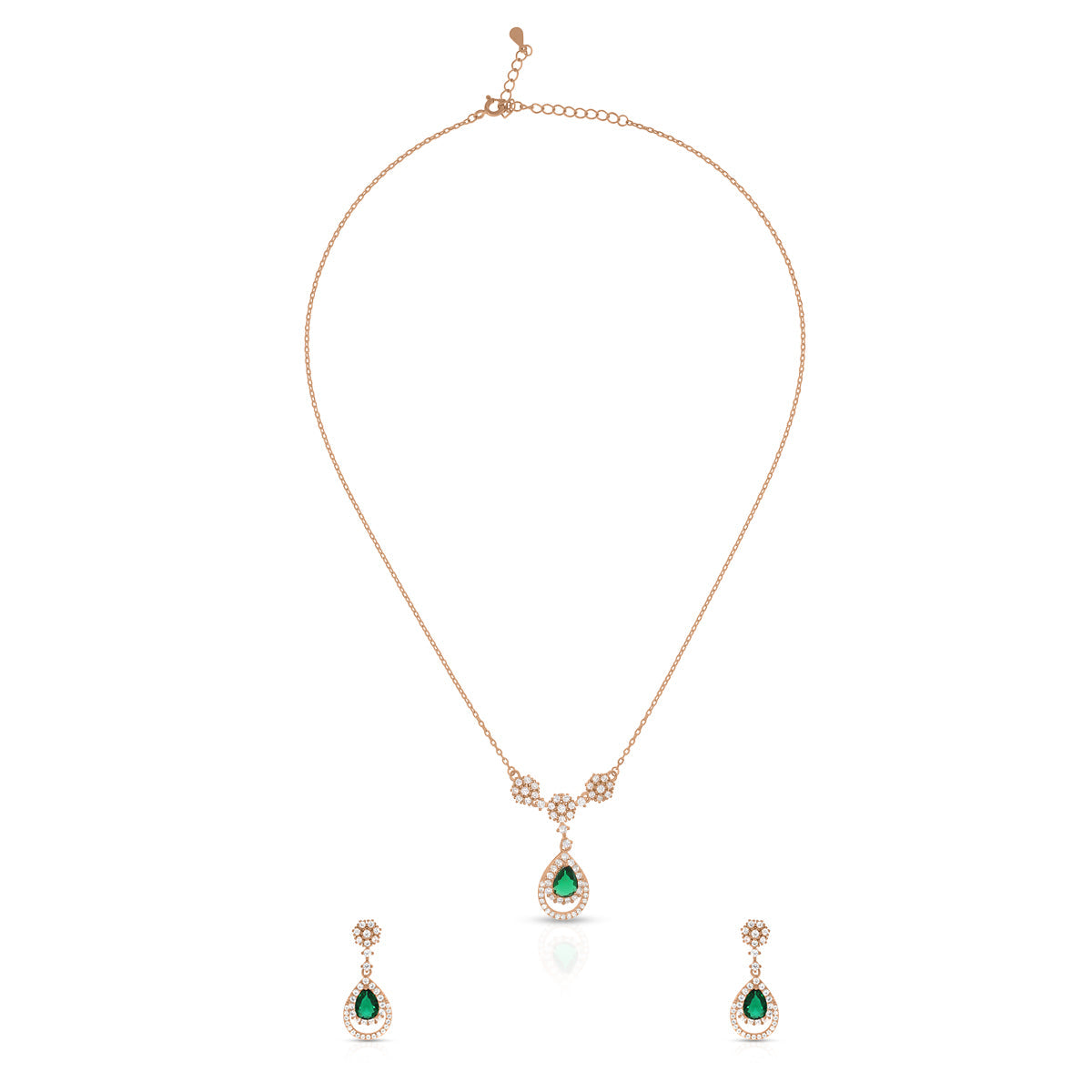 Elegant Emerald Teardrop Necklace Set