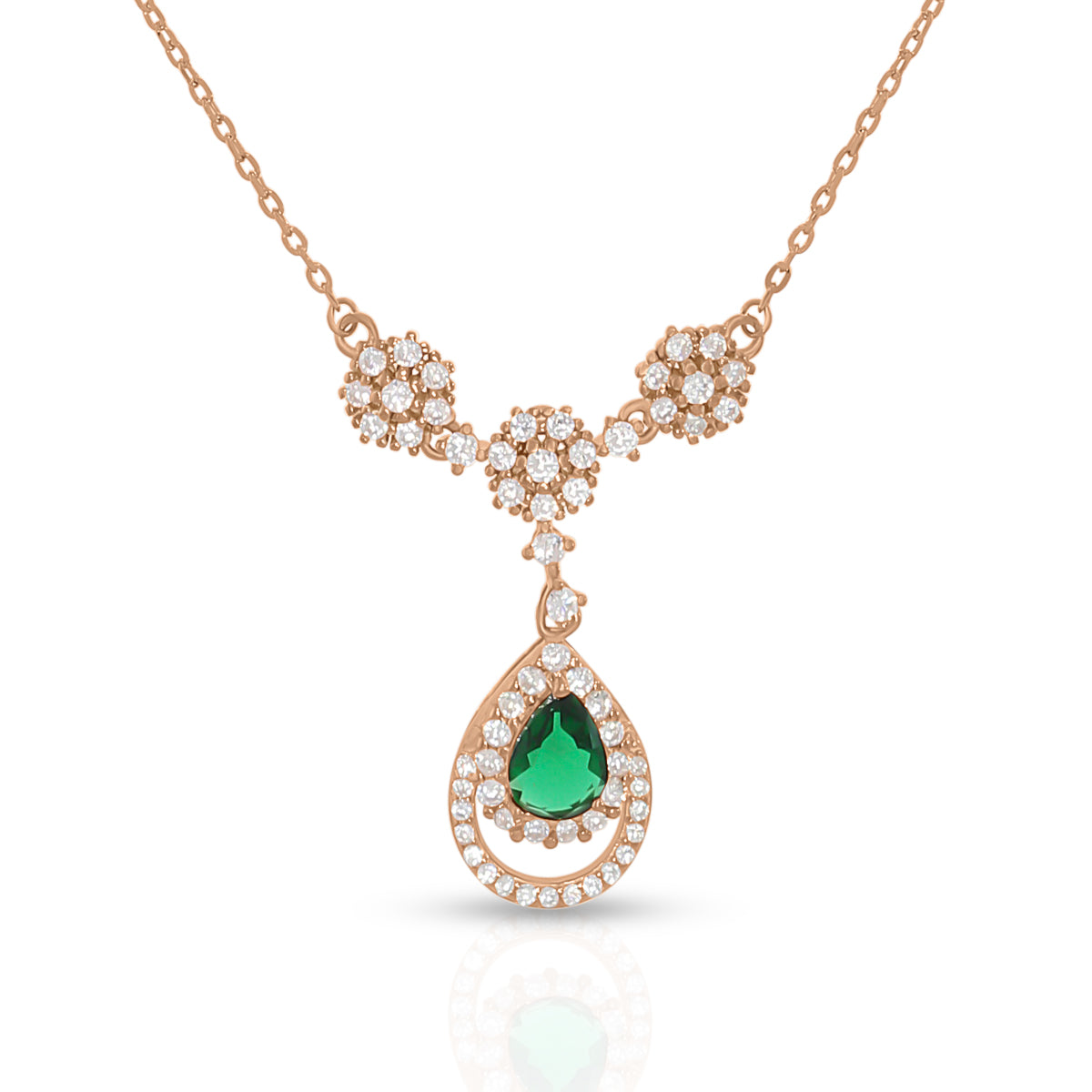Elegant Emerald Teardrop Necklace Set