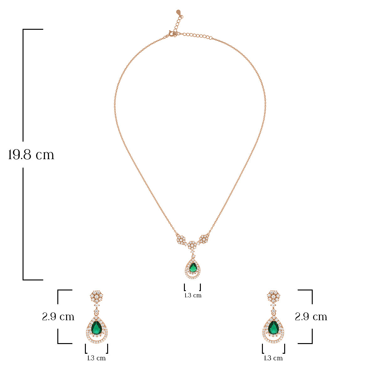 Elegant Emerald Teardrop Necklace Set