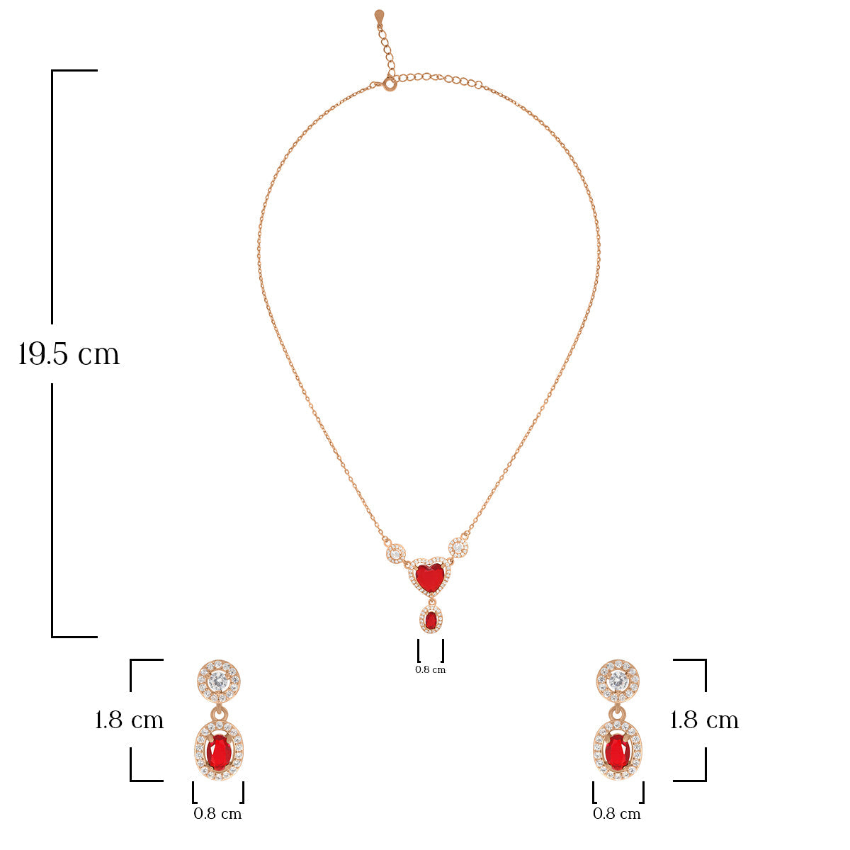 Charming Heart Drop Necklace Set