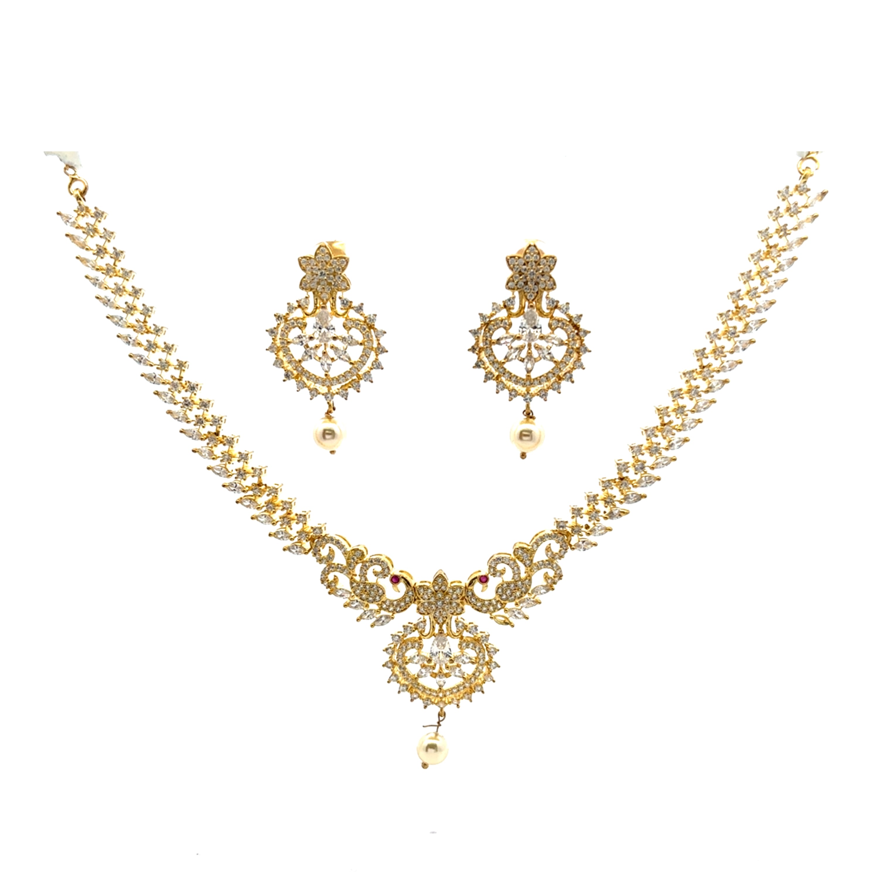 Regal Sparkle Gold Plated Necklace Set