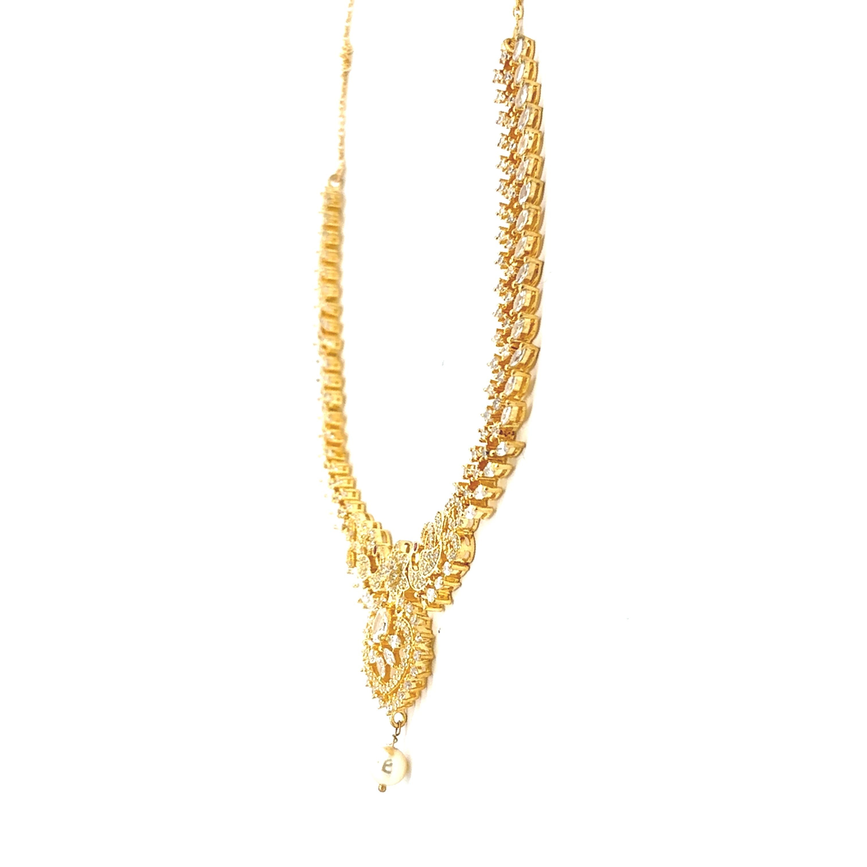 Regal Sparkle Gold Plated Necklace Set