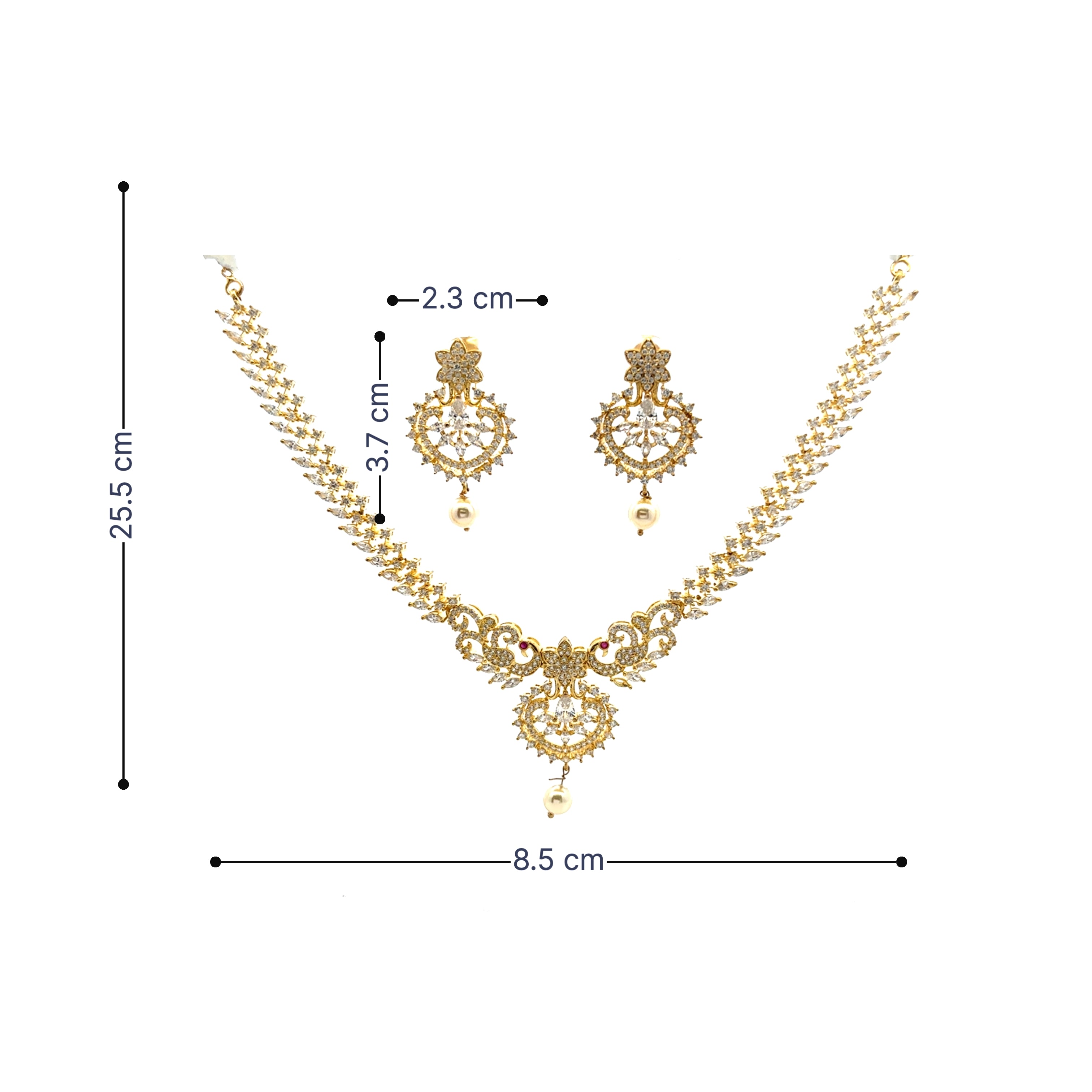 Regal Sparkle Gold Plated Necklace Set