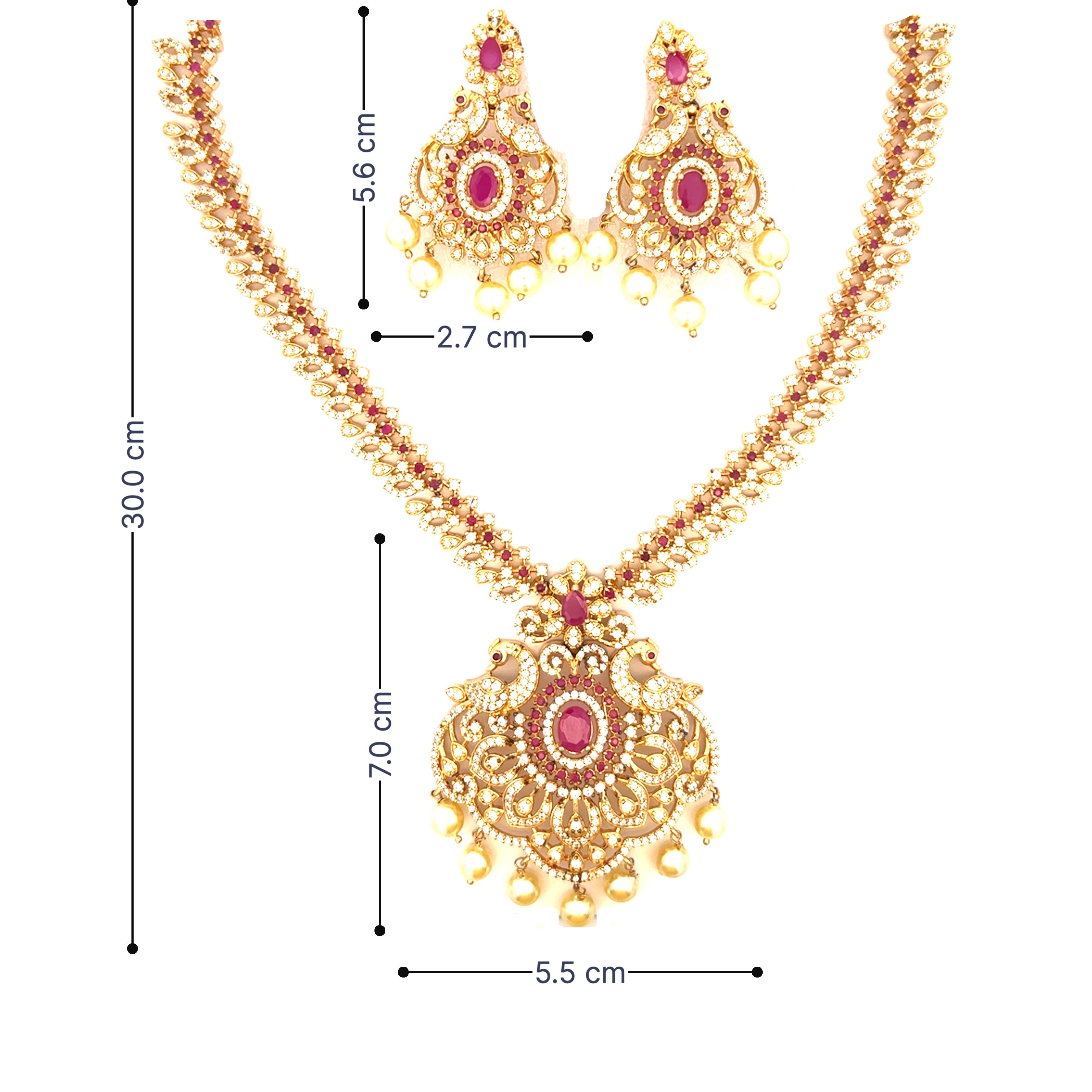 Gold Plated Necklace Set with Pink Stone