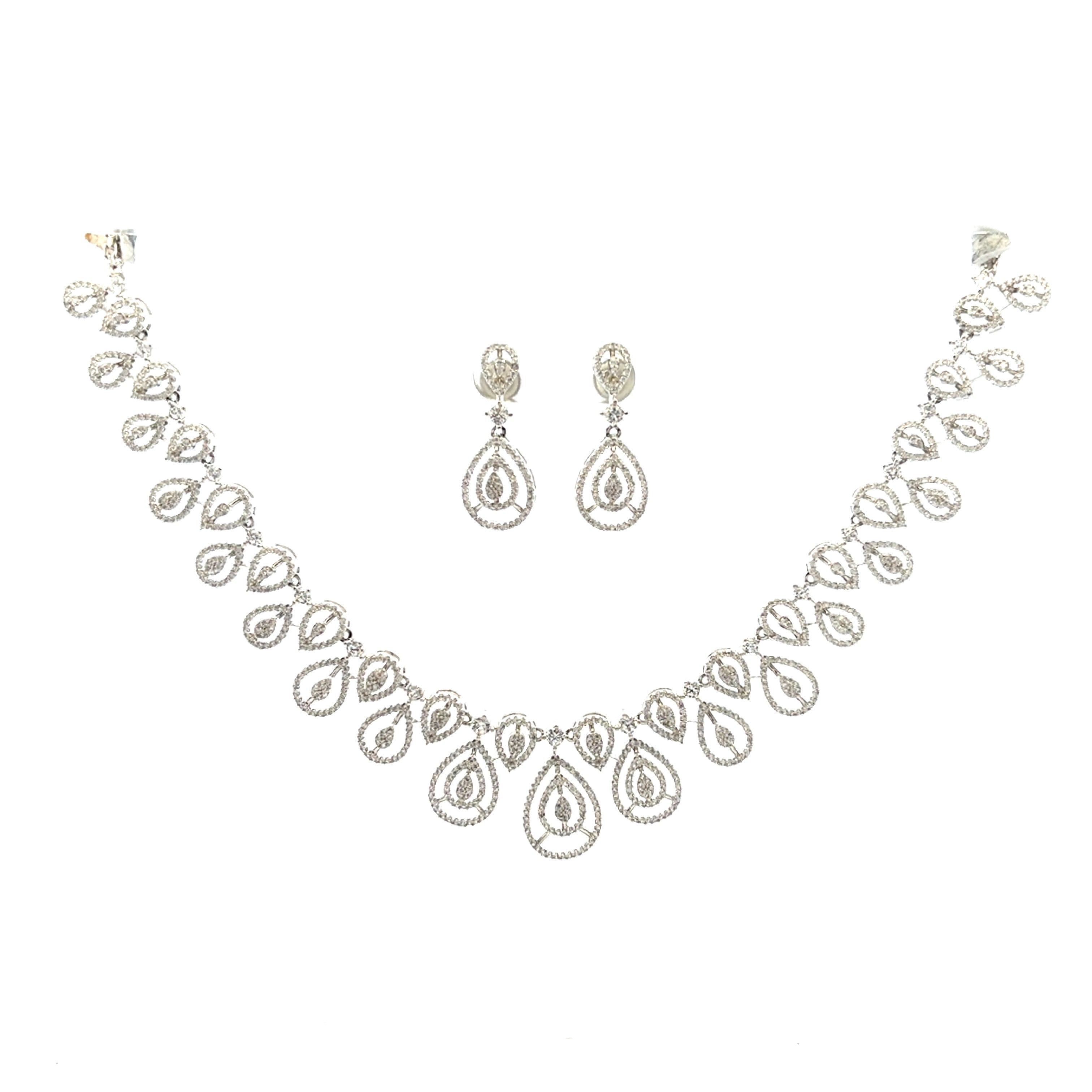 Luxury White Stone Bridal Necklace Set
