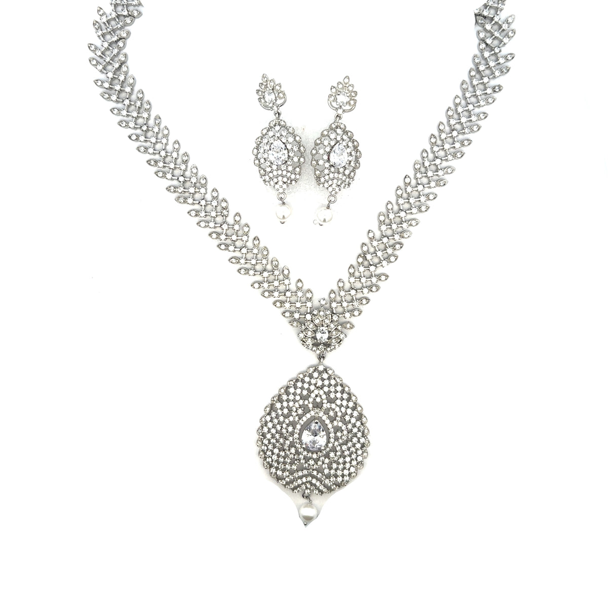 Party Wear Silver Necklace Set
