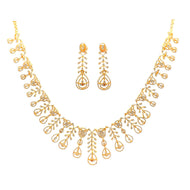Sparkling Drop Design Gold Plated Silver Necklace Set