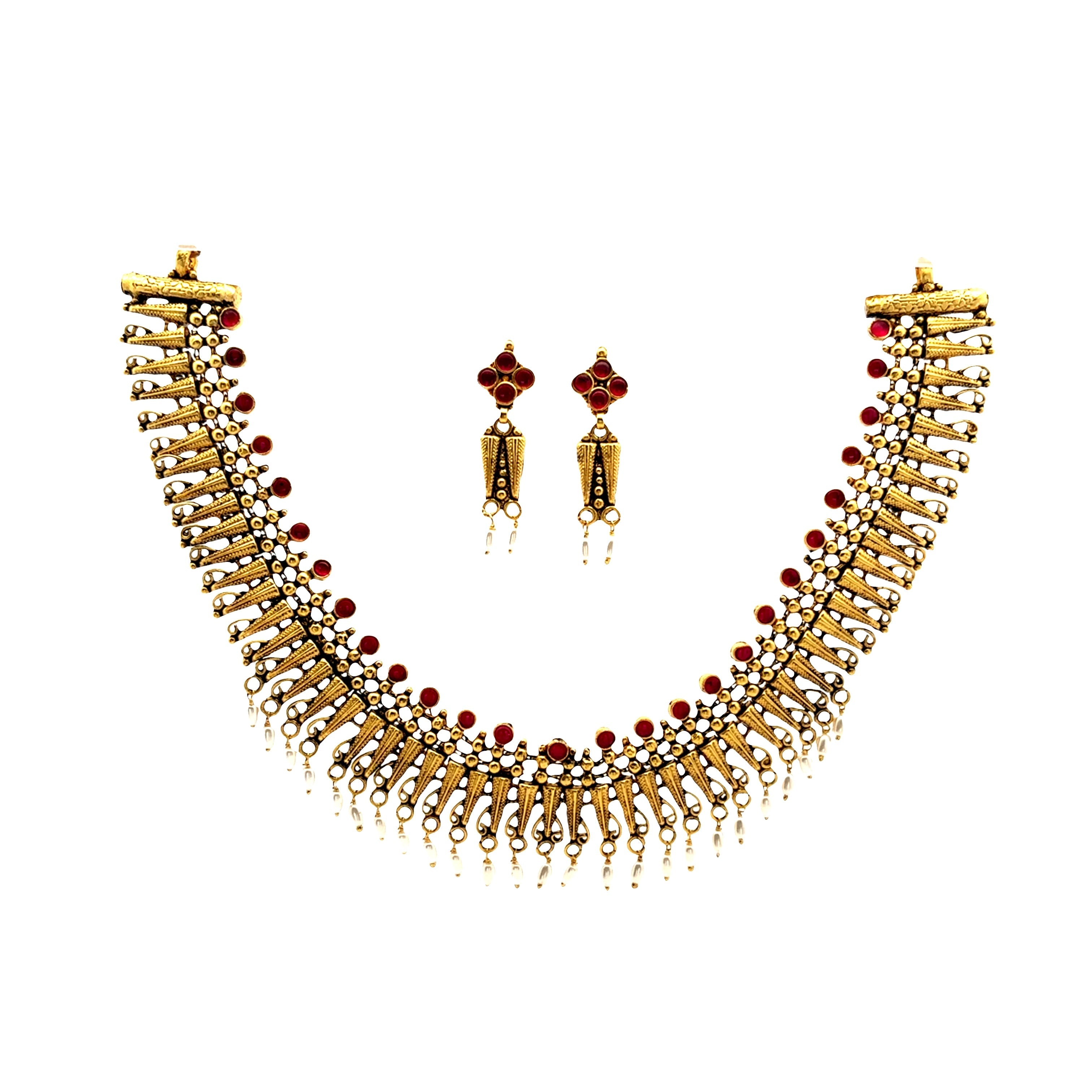 Royal Ruby Charm Gold Plated Necklace Set