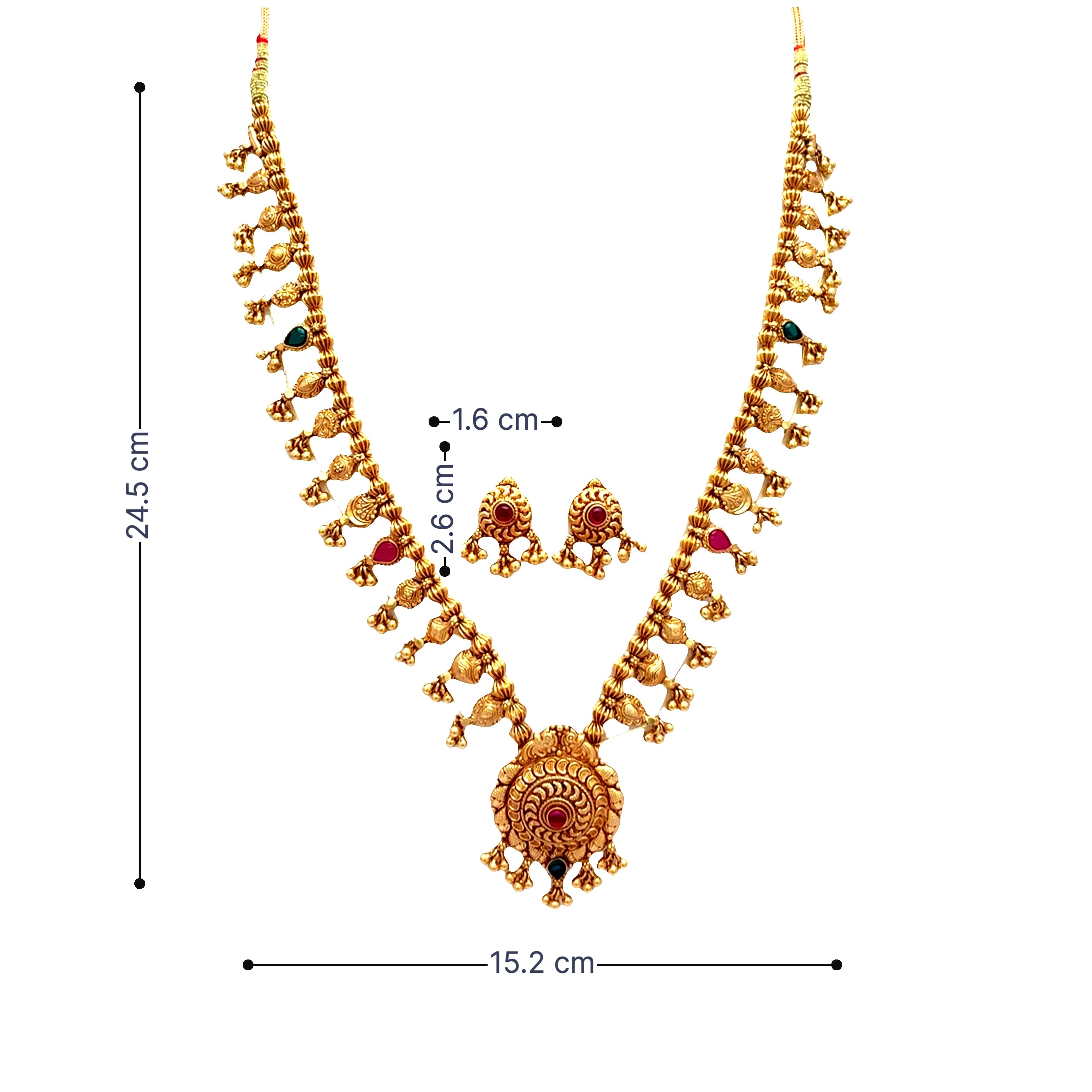 Matte Gold Bell Drop Gold Plated Necklace Set