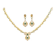 Classic Emerald Blossom Gold Plated Silver Necklace Set
