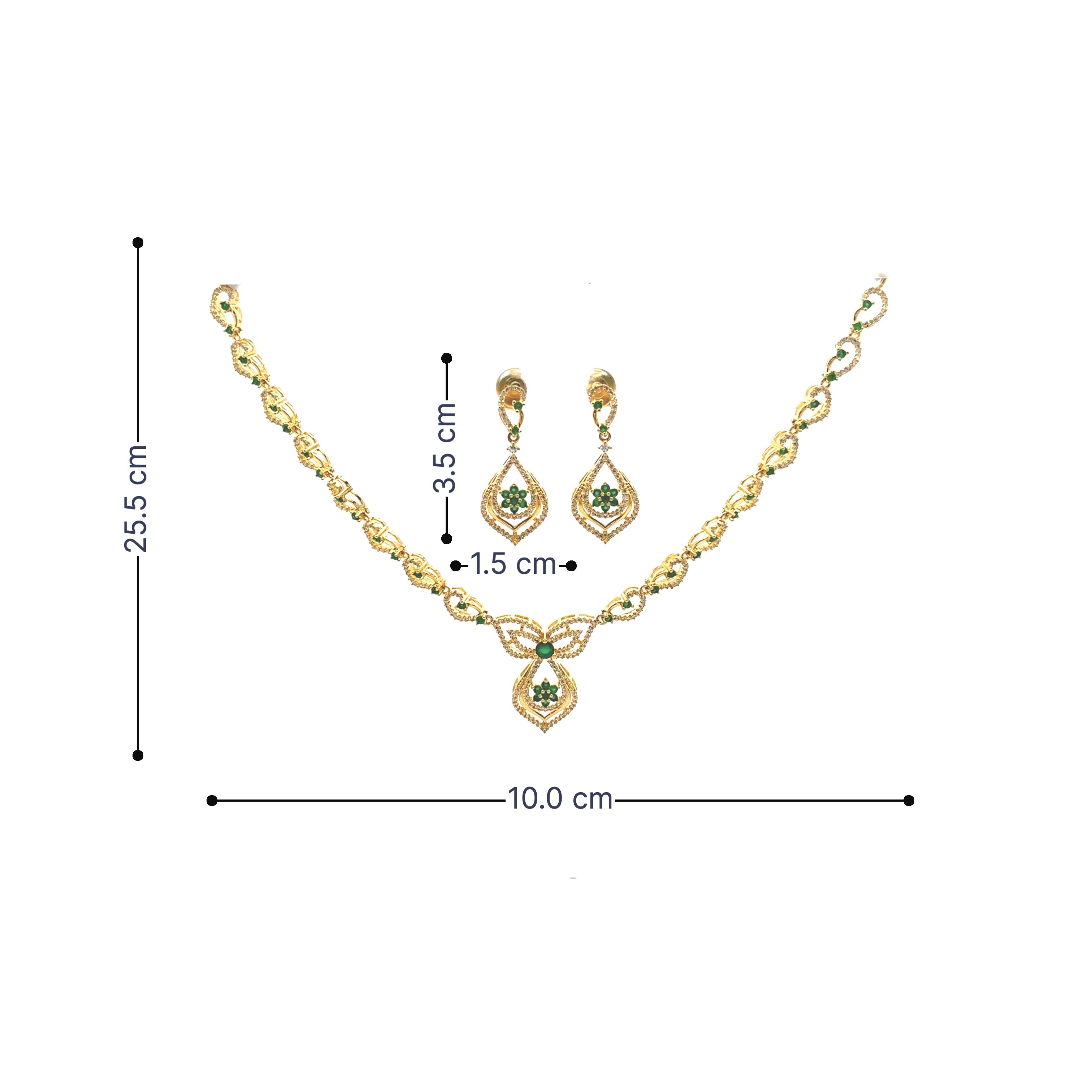 Classic Emerald Blossom Gold Plated Necklace Set