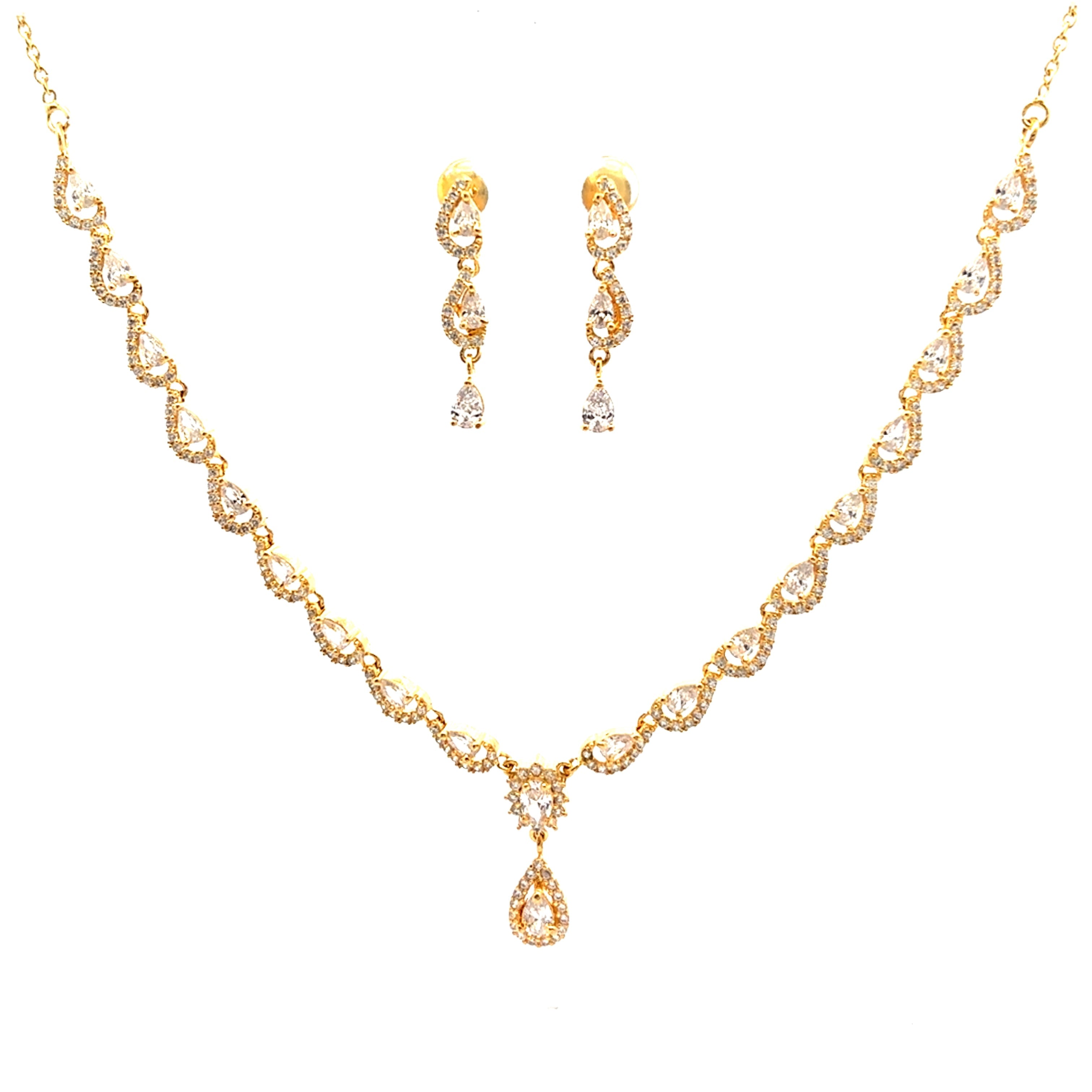 Twirl Design Gold Plated Necklace Set