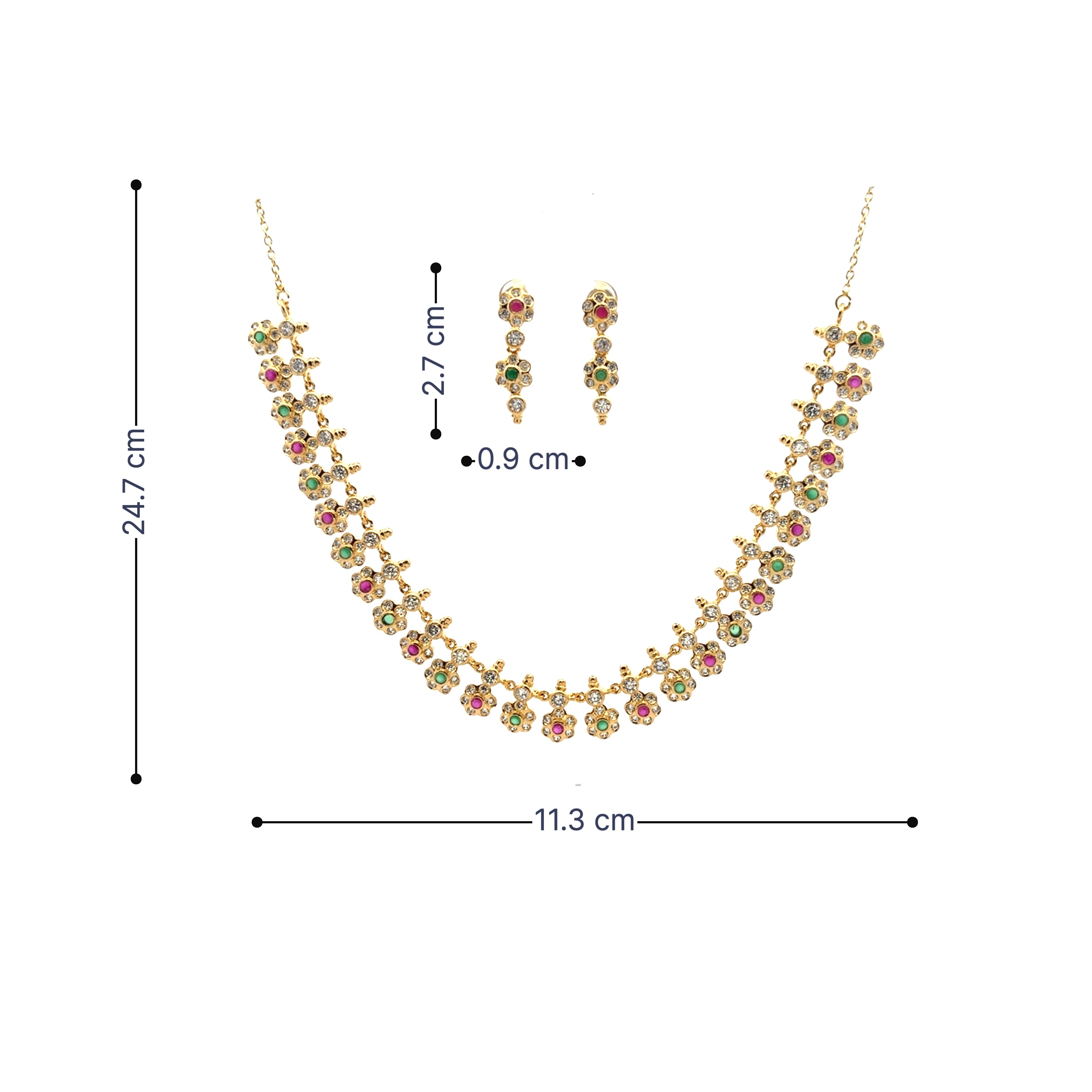 Multicolor Crystal Flower Gold Plated Necklace