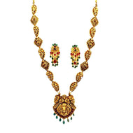 Exquisite Matte Gold Plated Stone Work Necklace Set