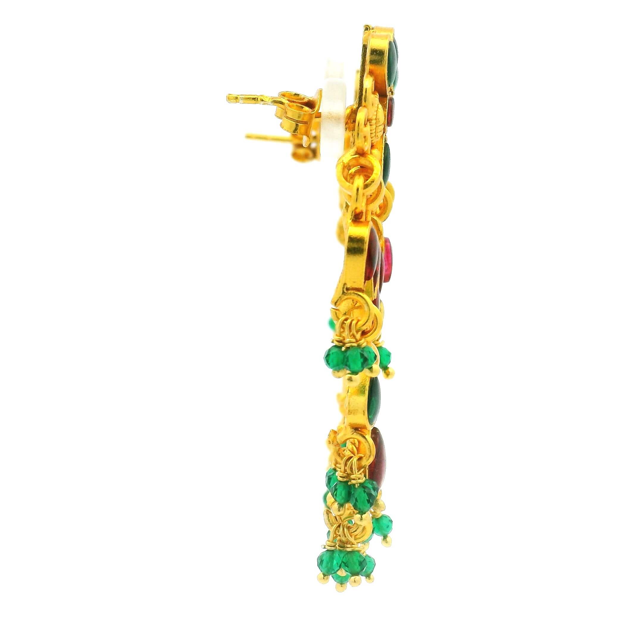 Exquisite Matte Gold Plated Stone Work Necklace Set