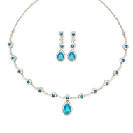 Elegant Teardrop Sky Blue Crystal Choker Set