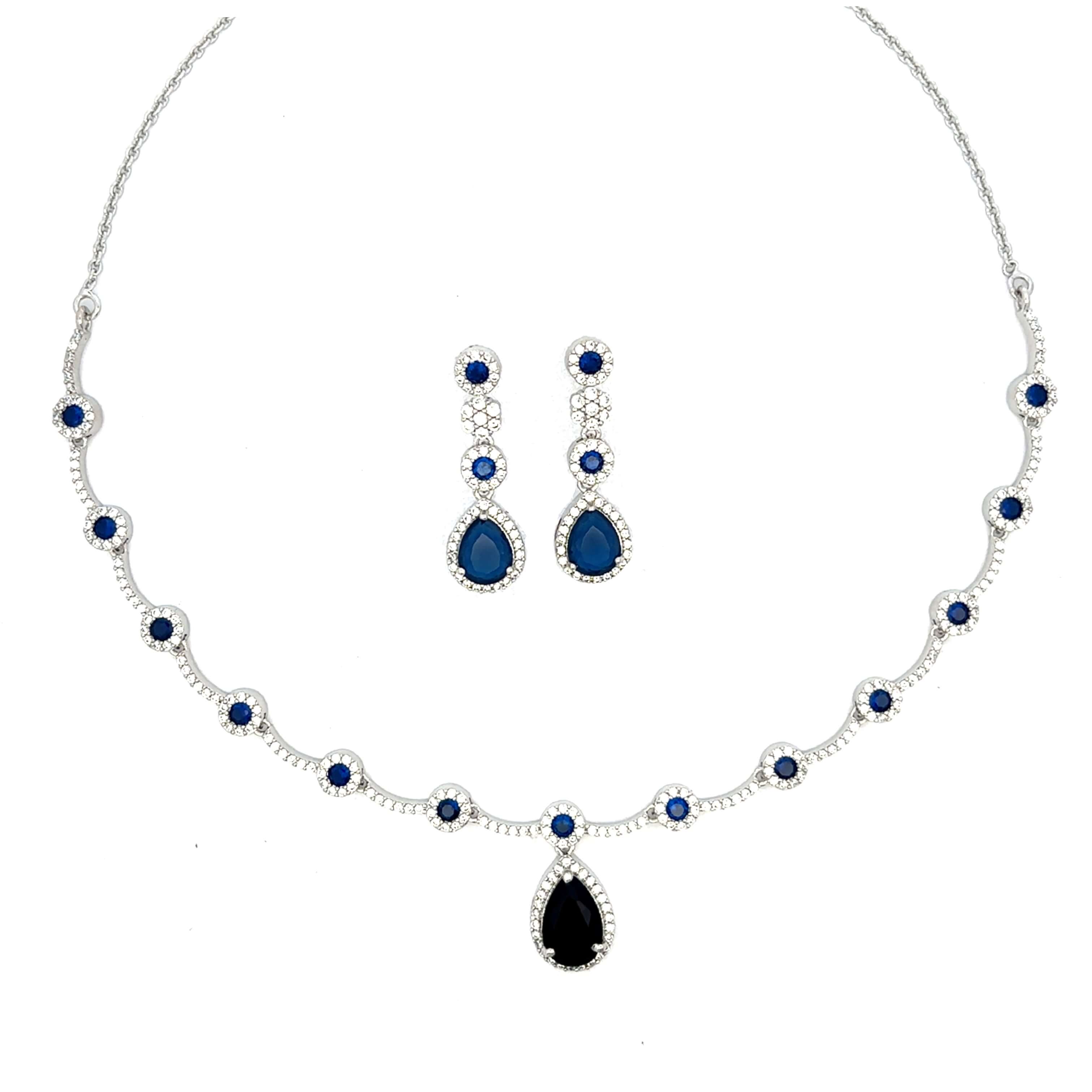 Classic Blue Stone Necklace Set