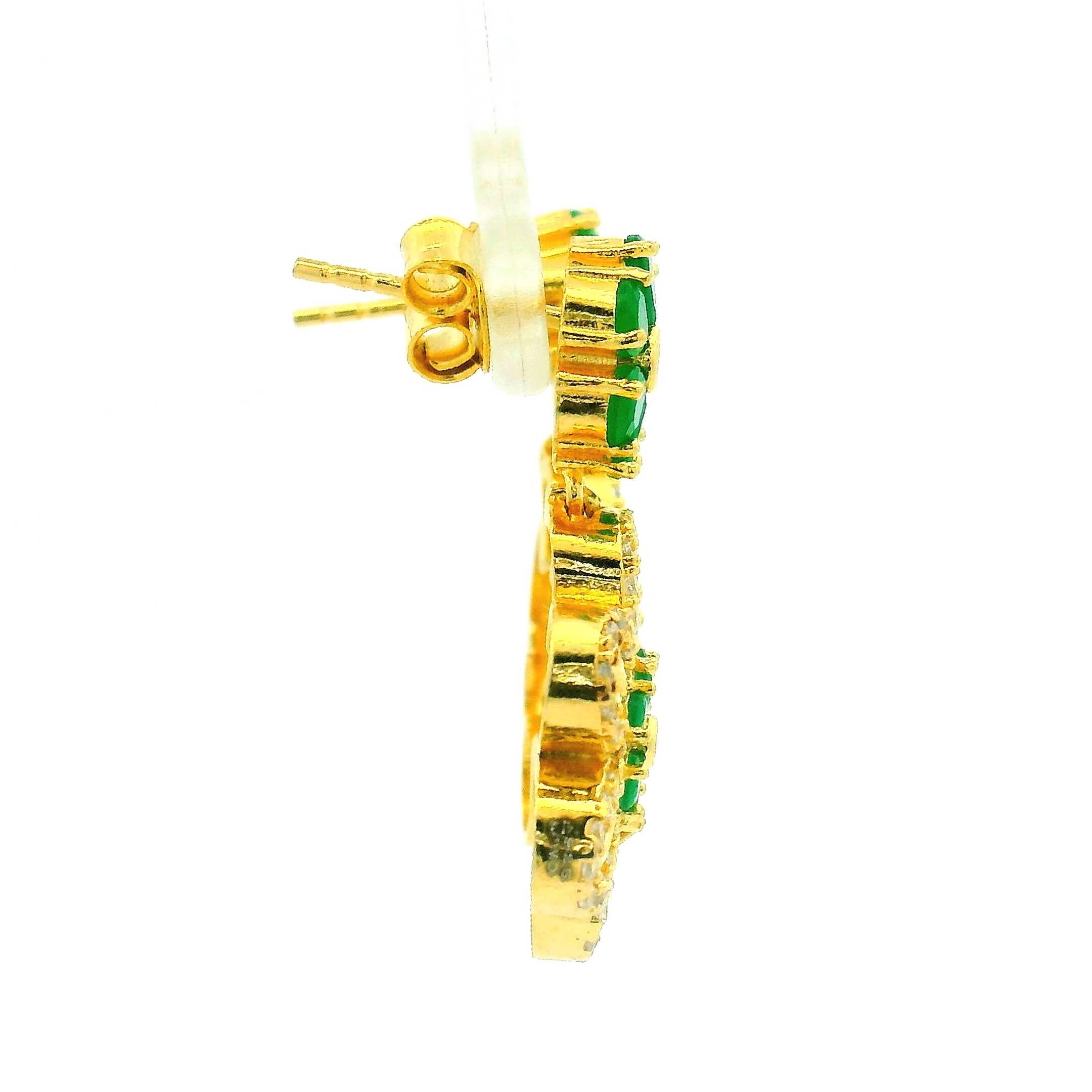 Matte Gold Plated Green Stone Necklace Set