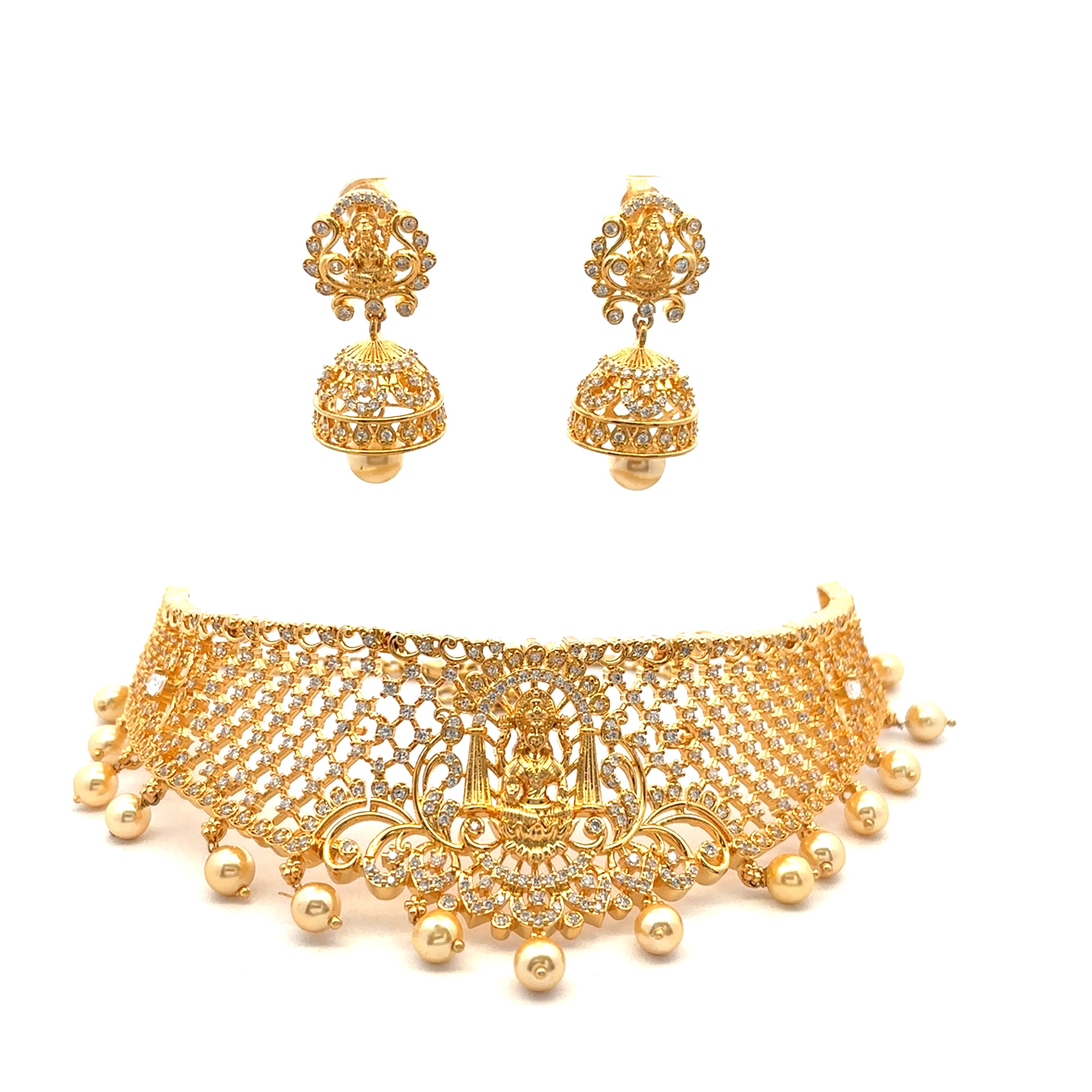 Traditional Gold Plated Choker Necklace Set