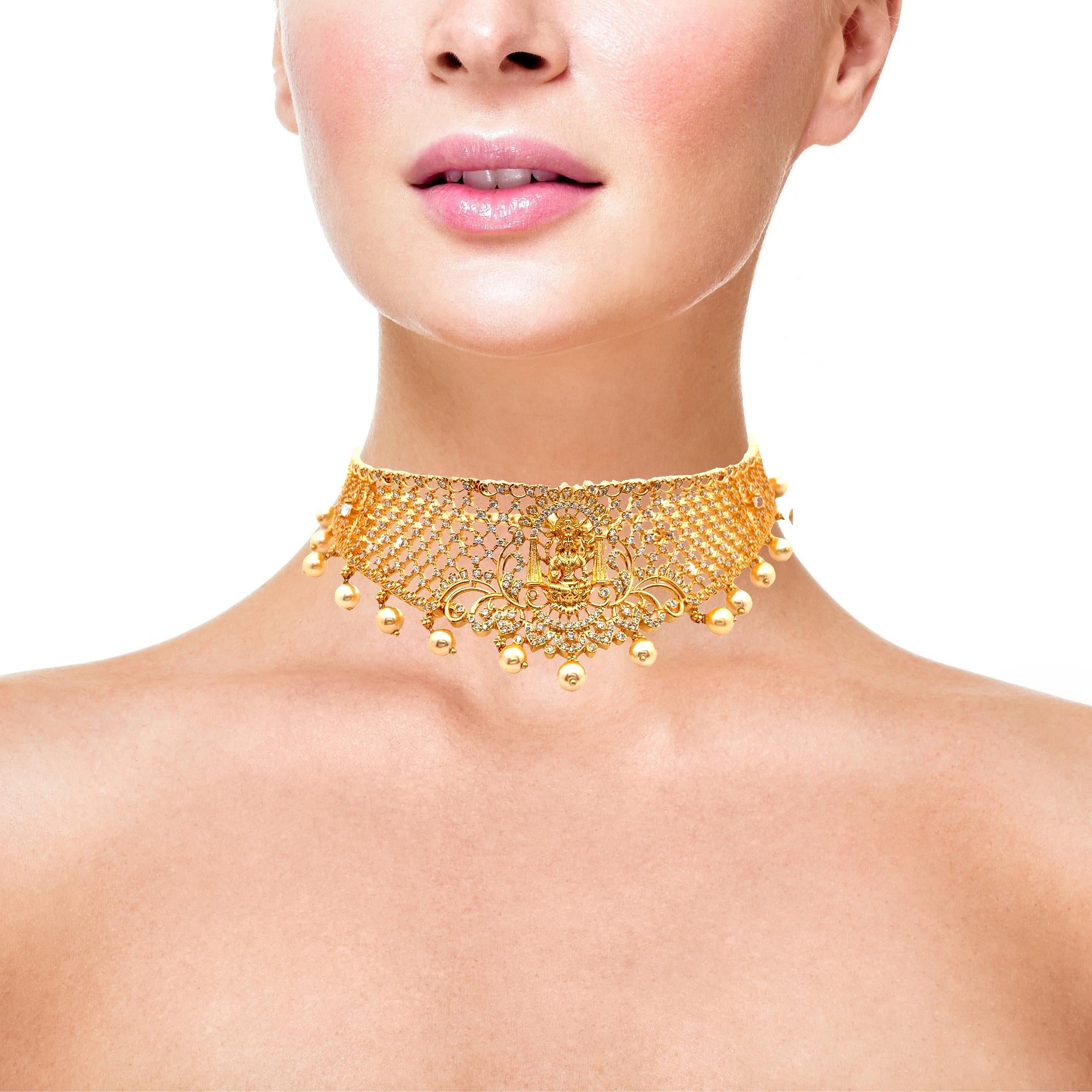 Traditional Gold Plated Choker Necklace Set