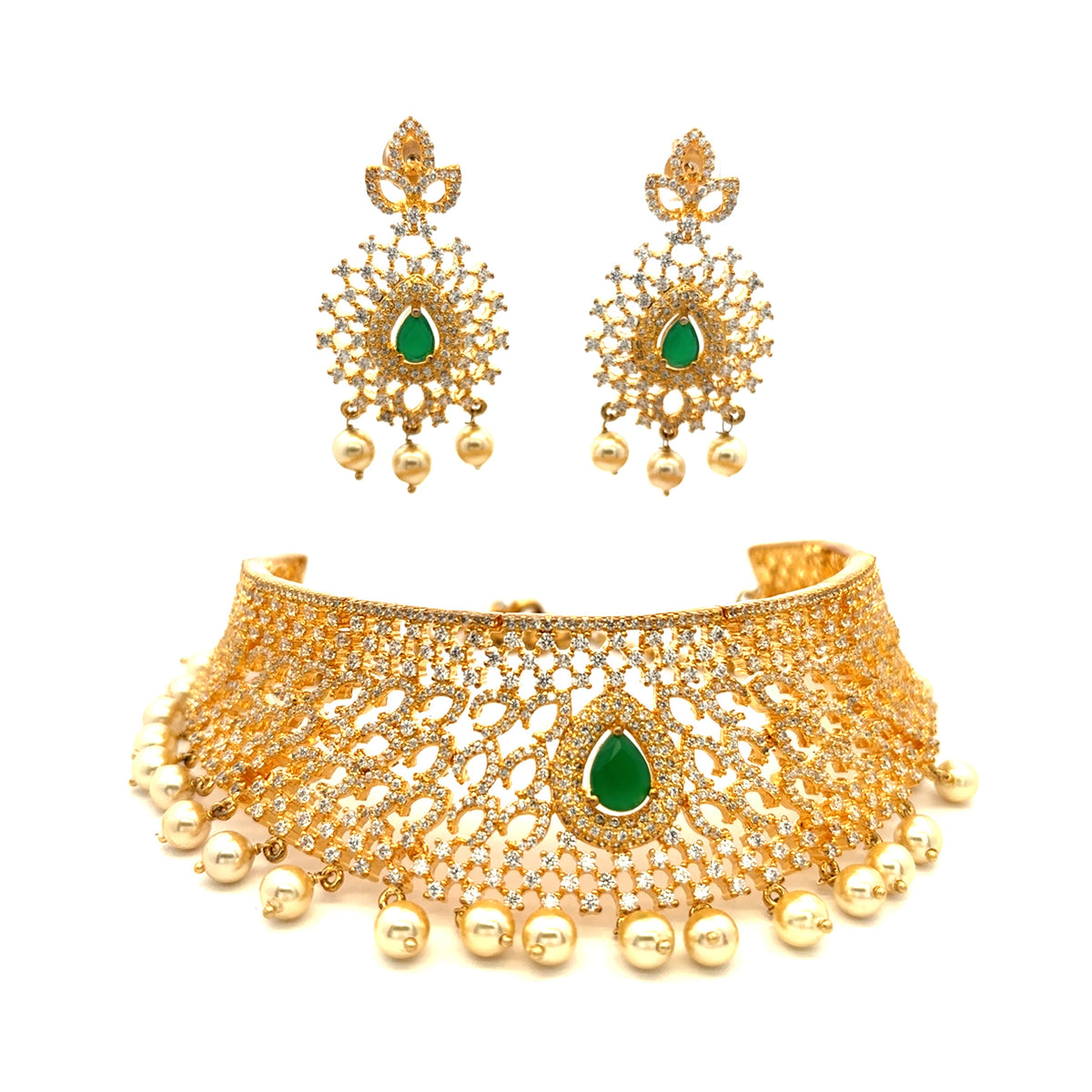 Party Wear Gold Plated Choker Necklace Set