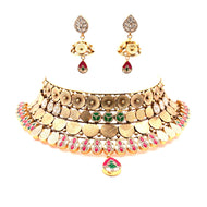Classic Kundan Style Gold Plated Choker Necklace Set