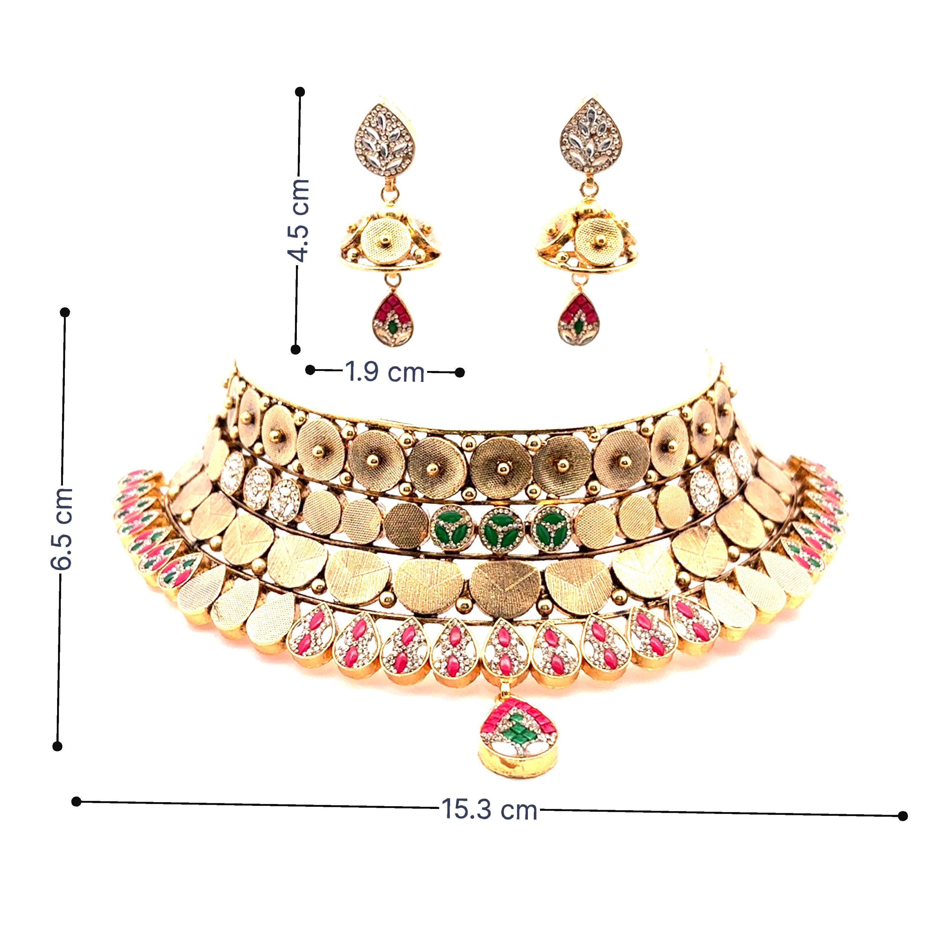 Classic Kundan Style Gold Plated Choker Necklace Set