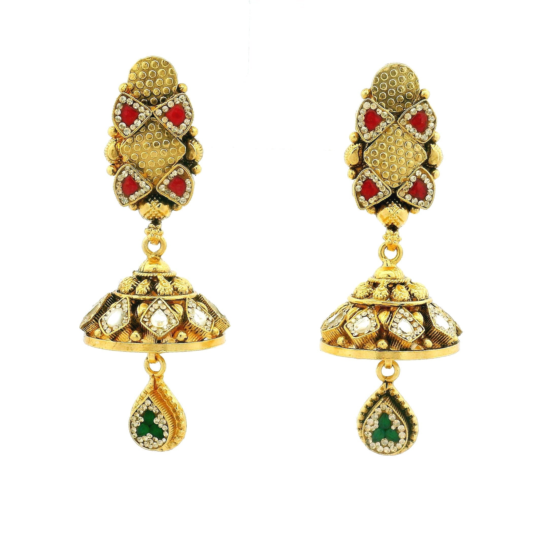 Bridal Gold Plated Choker Necklace Set with Colorful Stone Work