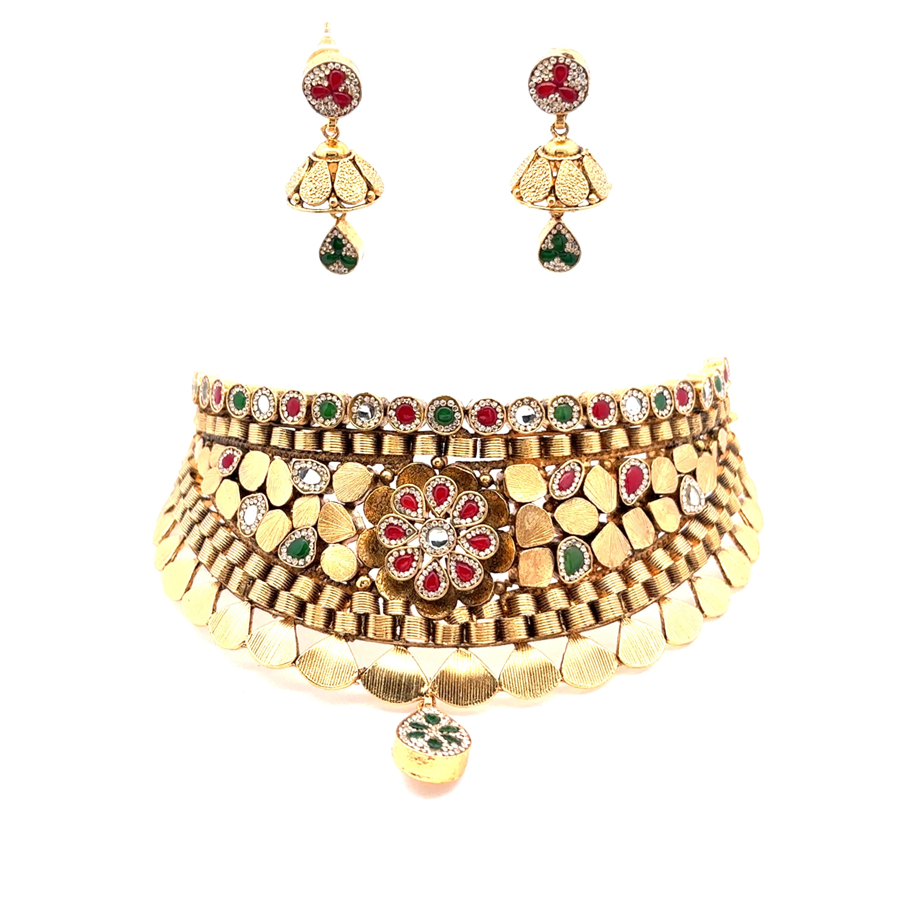 South Indian Temple Design Gold Necklace Set