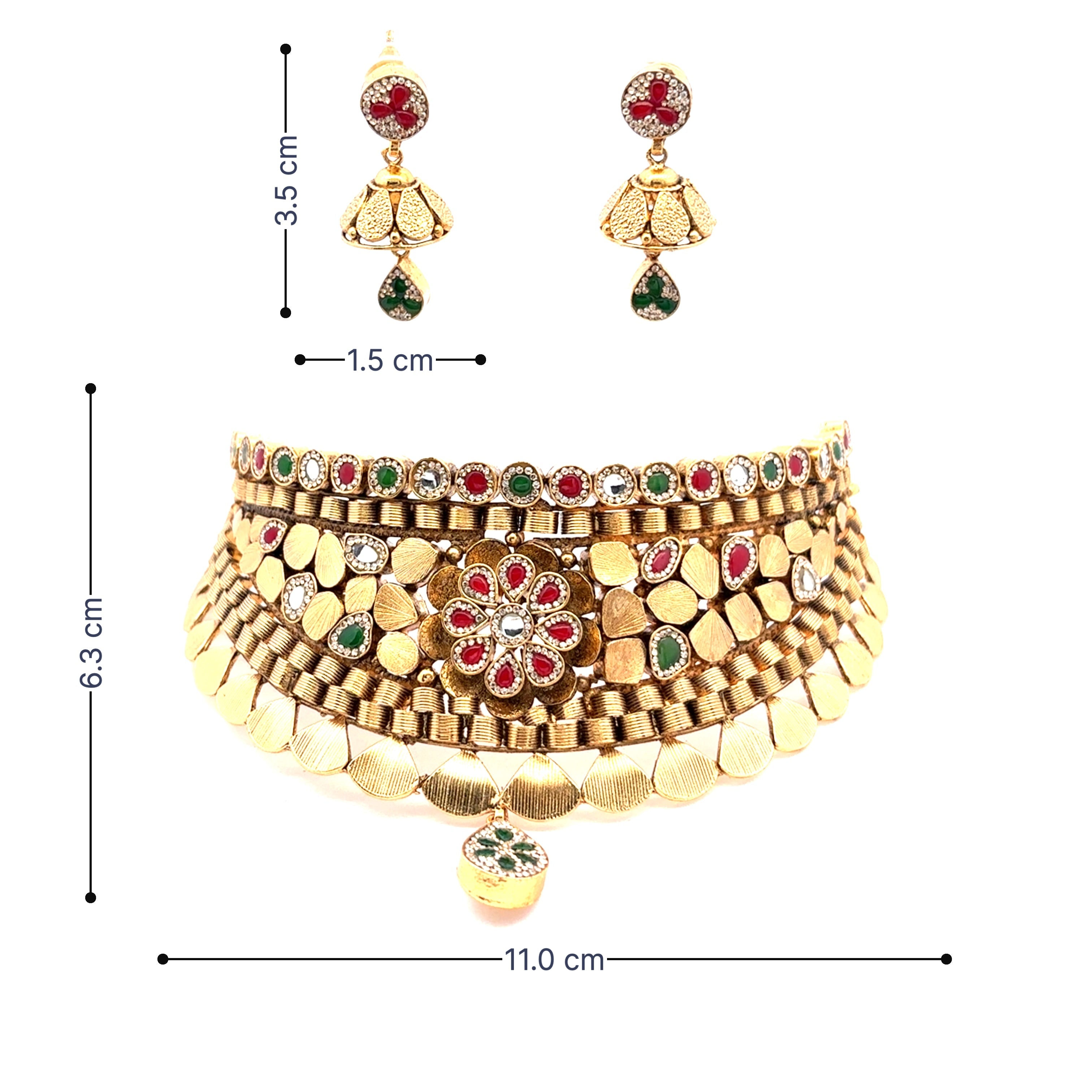 South Indian Temple Design Gold Necklace Set