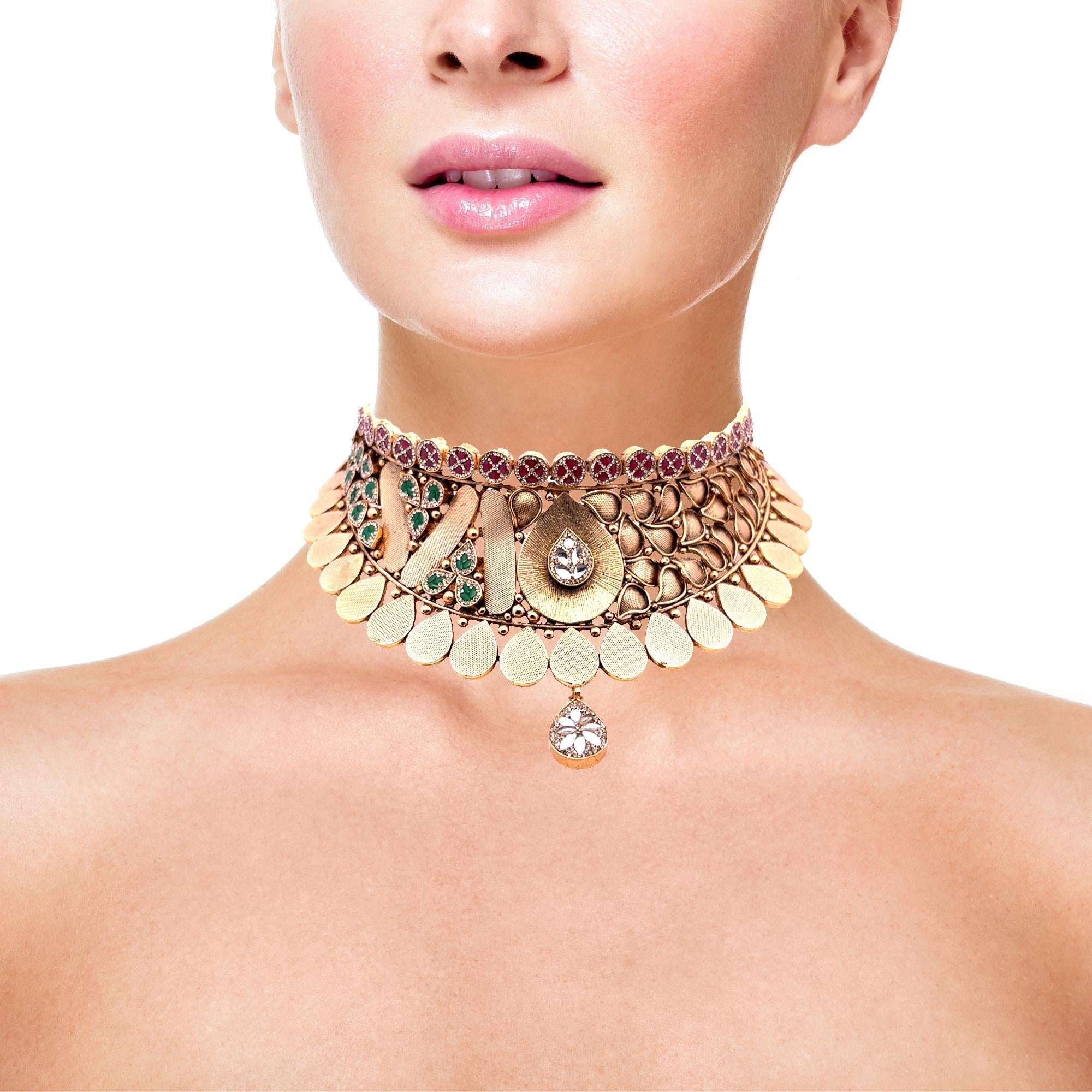 Classic Indian Gold Plated Peacock Necklace Set