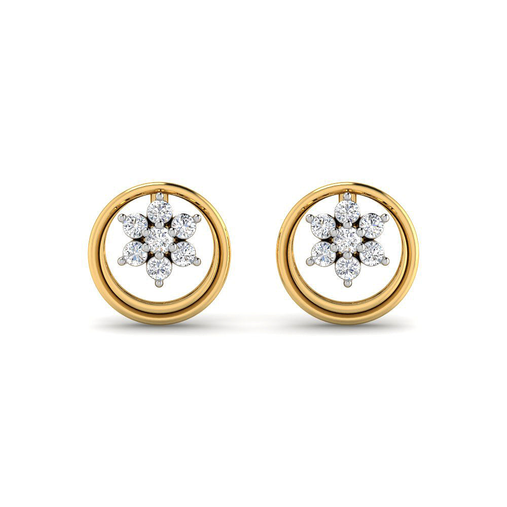 Glittering Blossom 9K Diamond Studs