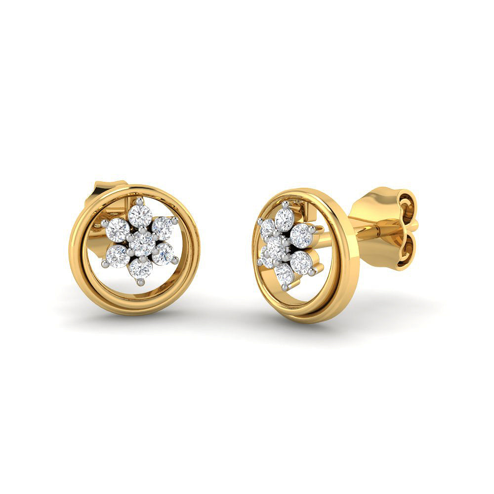 Glittering Blossom 9K Diamond Studs