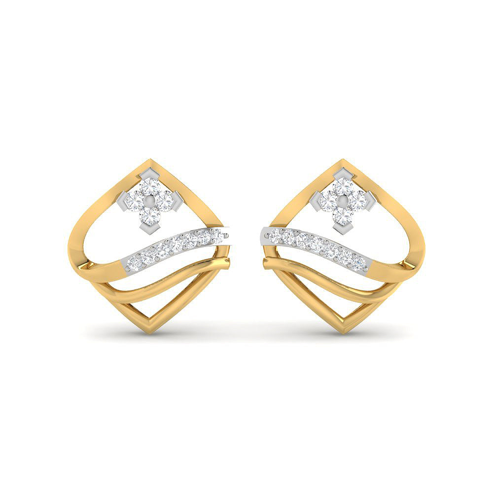 Lustrous Wave 9K Diamond Studs