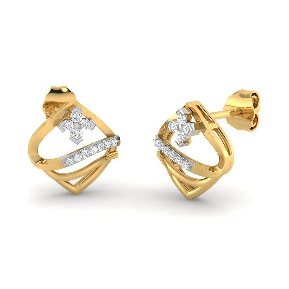 Lustrous Wave 9K Diamond Studs