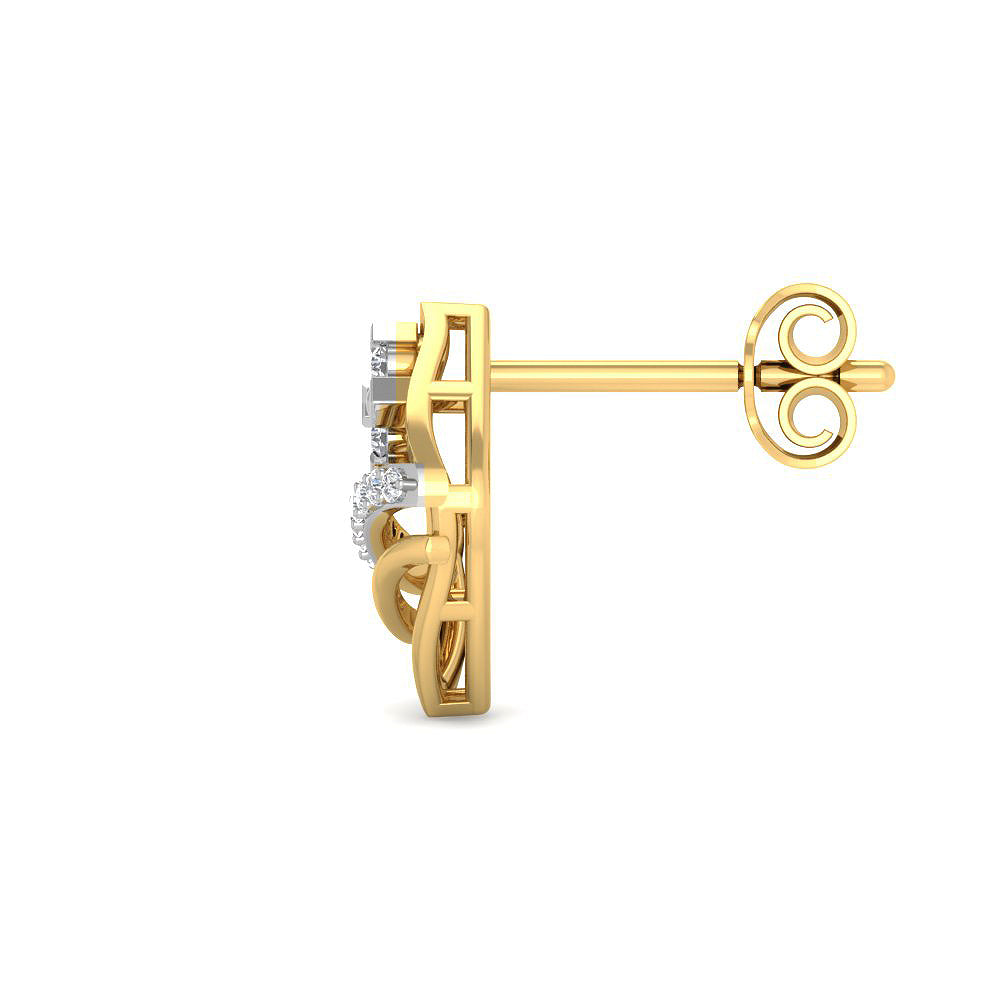 Lustrous Wave 9K Diamond Studs