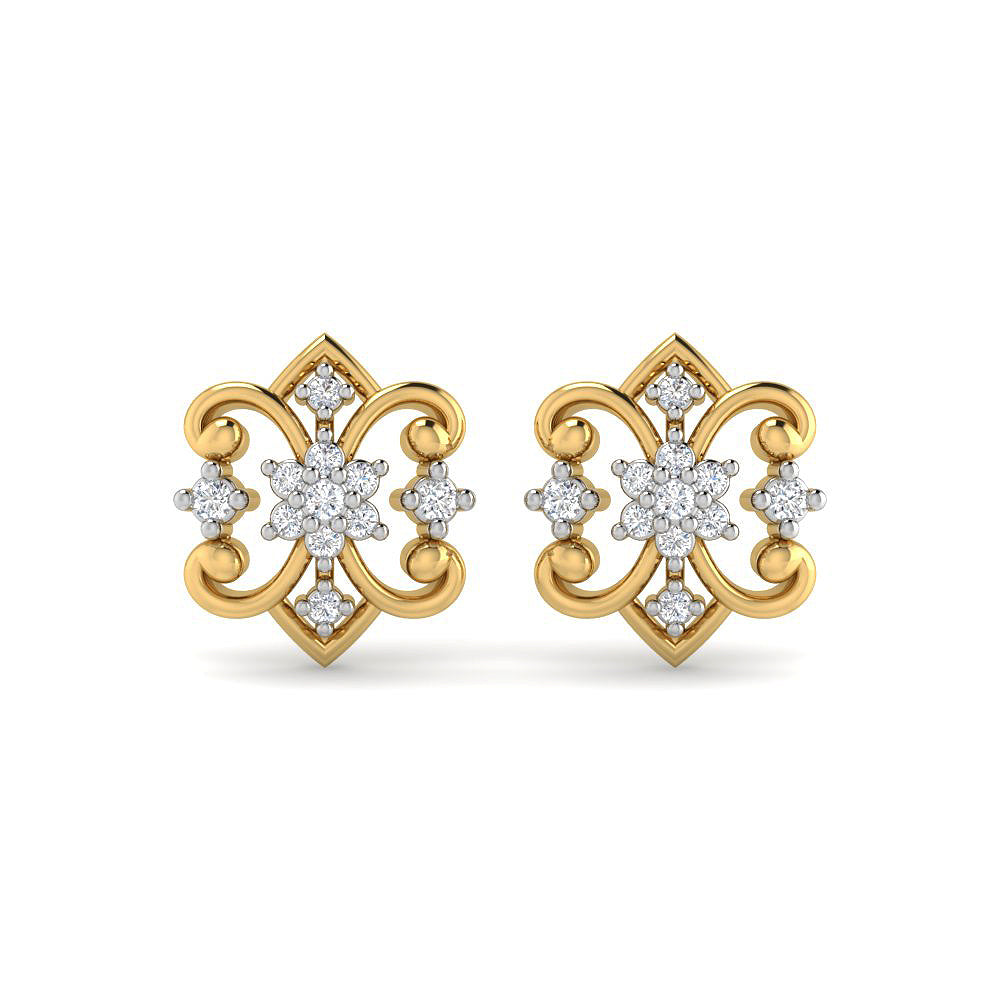 9k Golden Bloom Diamond Studs