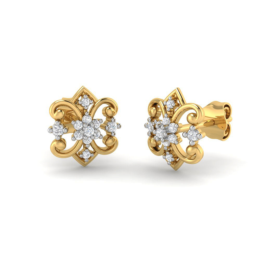 9k Golden Bloom Diamond Studs