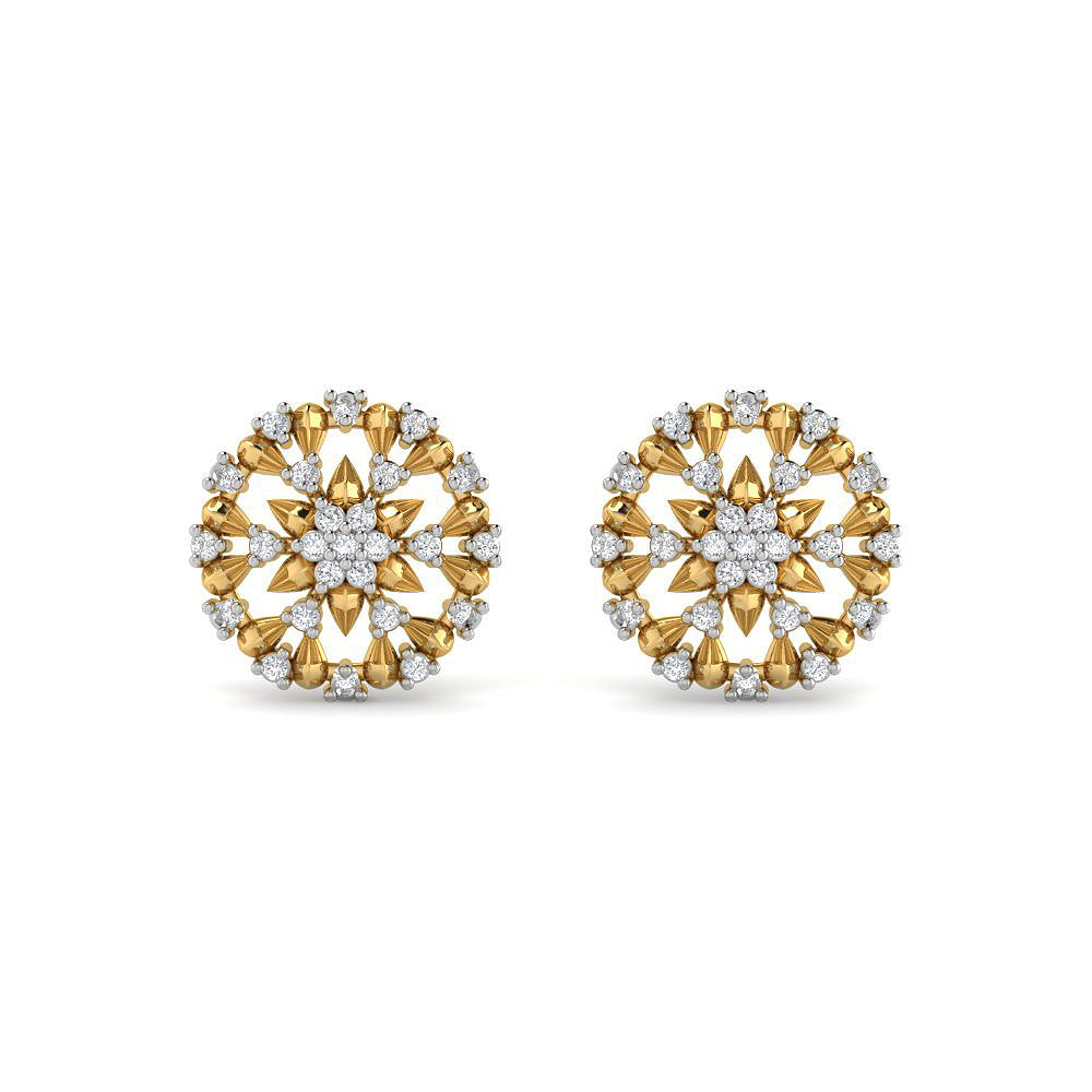 Dazzling Floral Charm Diamond Studs 9K
