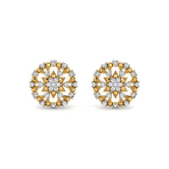 Dazzling Floral Charm Diamond Studs 9K