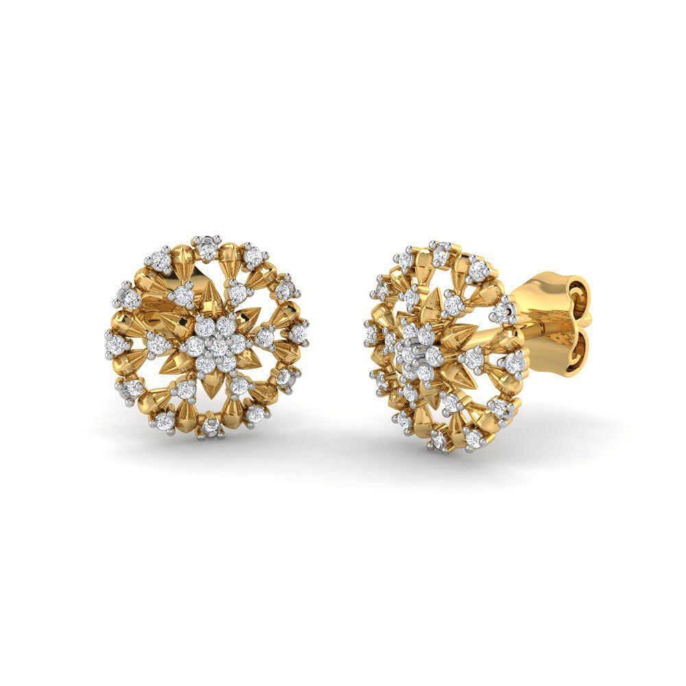 Dazzling Floral Charm Diamond Studs 9K